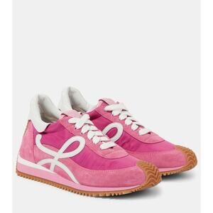 NEW Loewe Flow Runner Sneakers Barbie Pink Nylon Suede Size 38 US 8